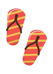 flip flops. beach sleepers shoes seaside items. vector cartoon items.