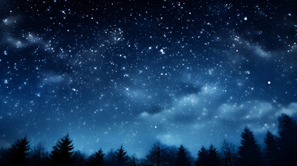 Fototapeta na wymiar Starry night sky with trees. Useful for background