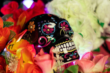 Composición dia de brujas con calavera catrina