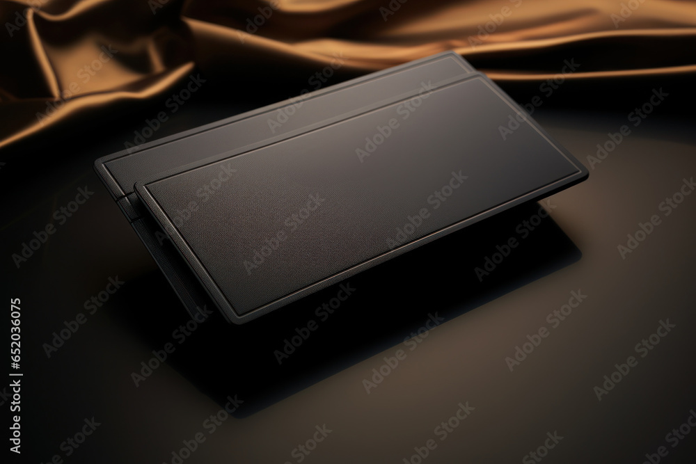 Poster a black wallet sitting on top of a table. this image can be used to illustrate concepts related to f