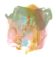 Foto op Aluminium PNG Art Watercolor and Acrylic smear painting blot. Abstract texture color hand drawn stain on transparent background. © Liliia
