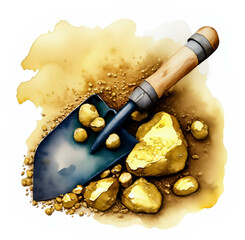 Grudki złota z łopatą ilustracja
