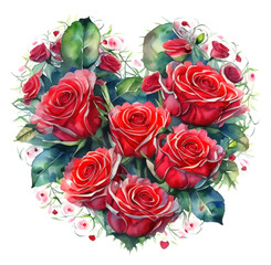 Róże kwiaty w kształcie serca ilustracja - obrazy, fototapety, plakaty
