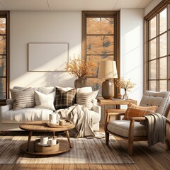 modern living room interior mockup