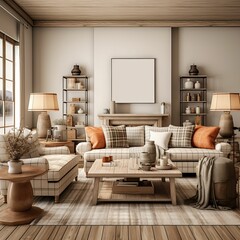 modern living room interior mockup