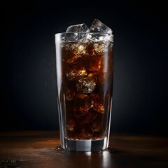 cola with ice isolated on white background