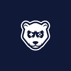 Hexagon polar bear head Logo Symbol Design ,Modern Mascot Cartoon polar bear mascot, It utilizes a polar bear that has eyes designed to impersonate a game controller.