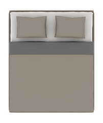 King-Size Bed Top View 3D Render with transparent background