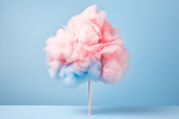 Colorful cotton candy on light blue background	
