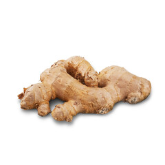 A piece of cut ginger root on a transparent background. Side view. PNG