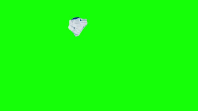 Big letter F on blue rectangle stop motion animation of paper crumple looping on green screen. Theme alphabet and letters used as logo or symbol of brand. Minimalistic cartoon stopmotion typography