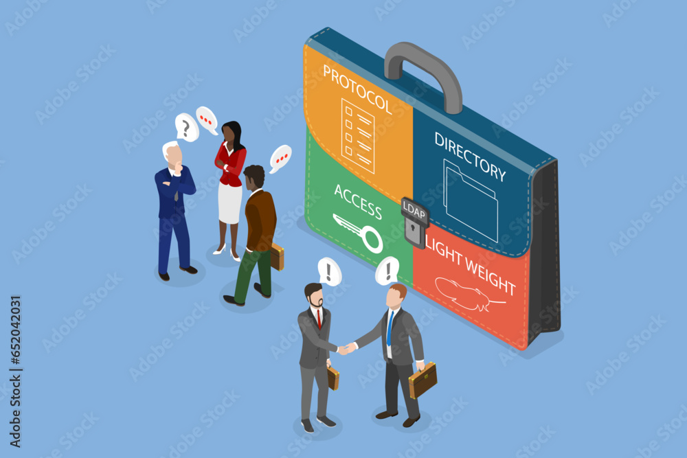 Poster 3d isometric flat vector conceptual illustration of lightweight directory access protocol, ldap