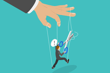 3D Isometric Flat Vector Conceptual Illustration of Escaping From Slavery, Free From Manipulation