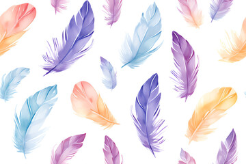 A vibrant feather pattern against a clean white backdrop