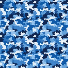 Blue  gradient camouflage seamless repeat pattern. Abstract  camo textured background. Backdrop to use for posters, montage, scrapbooking, banners or wrapping paper.