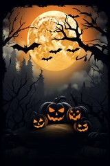 Fototapeta premium Halloween party invitation web flyer dark design. AI generated
