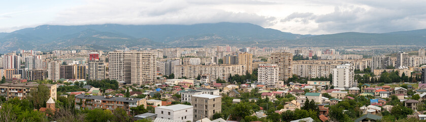 Fototapeta premium Panoramic view of a large area of the city of Tbilisi, Gldani, Mukhiani