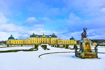 Foto auf Glas View of Drottningholm Palace near Stockholm in Sweden in winter. © Javen