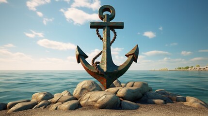 sea anchor illustration AI generated. - obrazy, fototapety, plakaty