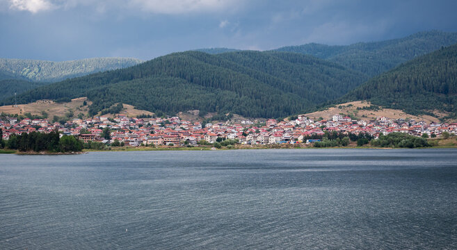 City of Sarnitsa, Bulgaria on the coast of Dospat dam.