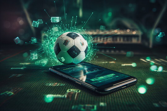 Generative Ai picture of sports online betting concept image mobile phone app earn win money