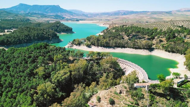 Panoranic aerial view of dams along Caminito del Rey - Andalusia, Spain