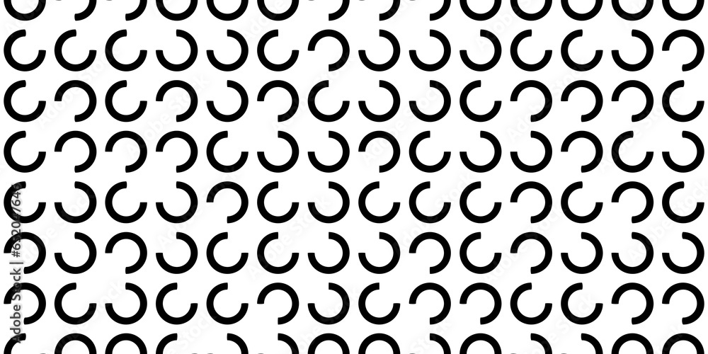 Aufkleber abstract modern minimal black and white monochrome geometry rotated three-quarter rings grid pattern