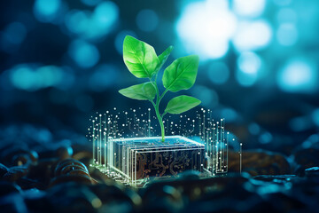 Picture generative AI concept saving of ecology technology science for the development of sustainability