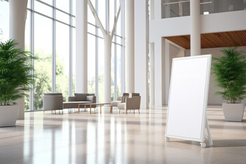 Interior of modern entrance hall in modern office building, business center