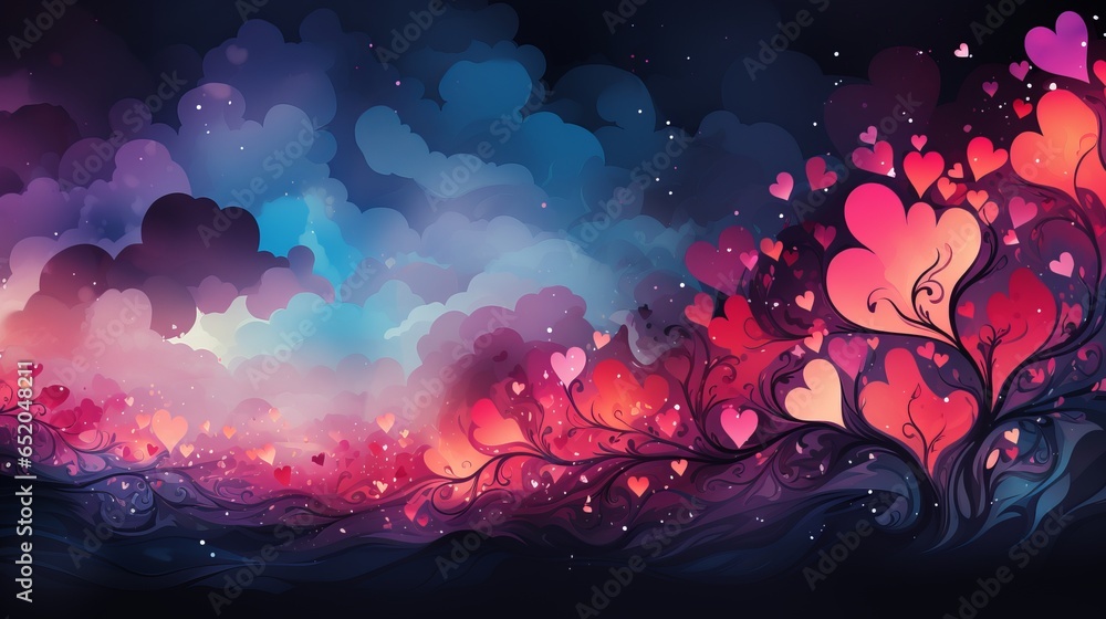 Poster bright background with hearts with space for text, multi-colored image with free copy space. concept