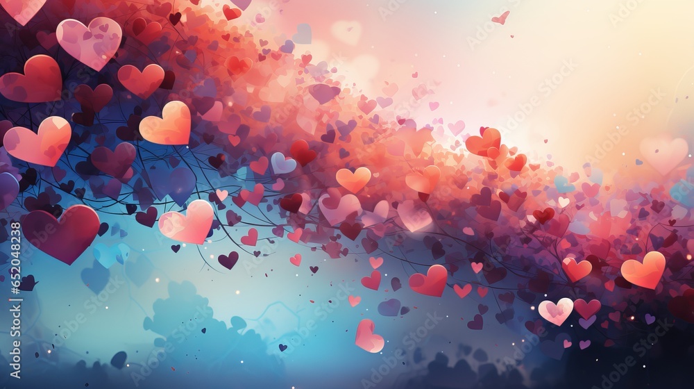 Poster bright background with hearts with space for text, multi-colored image with free copy space. concept