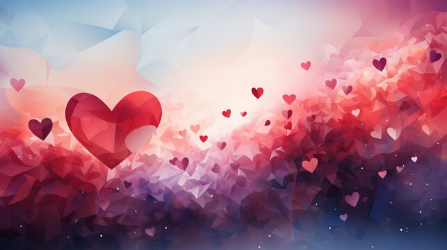 Bright background with hearts with space for text, multi-colored image with free copy space. Concept: love, valentine's day, design background card template.