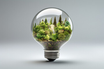 Eco Friendly Light Bulb With Leaves, Renewable and sustainable energy in Bulb Generative AI