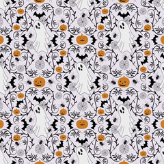Happy Halloween seamless vector pattern.