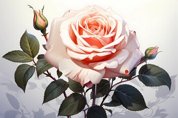 one pink rose. one flower. ai generated