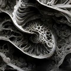 lavish 3d Mandelbulb structure melting into air fractal swirling details greyscale parametric melting details continuous curvilinear forms cinematic lighting liminal space atmosphere photorealistic 