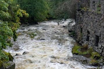 White water rapid and historic stone mill