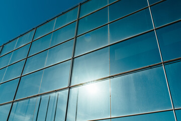 Glass exterior of modern office building