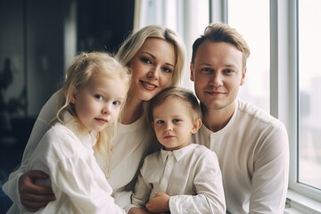 child family mother portrait father woman happy daughter son man girl female white  love together boy  parent  generative ai
