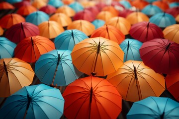 Obraz premium Rainy Weather: Autumn Wet, Water, Drops, September– Embracing Umbrellas, Puddles, Storms, Drizzle, and the Allure of a Rainy Day, Gray Overcast Skies, Misty Raincoat Moments, and the Nature Landscape
