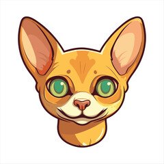 Cute Abyssinian Shorthair Cat Breed Colorful Watercolor Funny Face Cartoon Kawaii Clipart Illustration