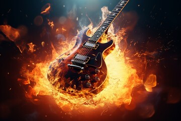 guitar and fire, Generative AI