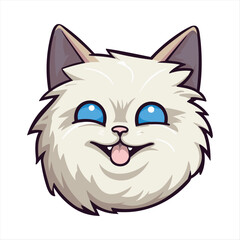 Cute Birman Cat Breed Colorful Watercolor Funny Face Cartoon Kawaii Clipart Illustration