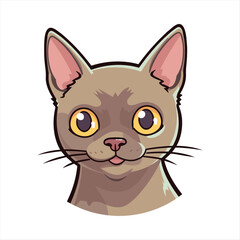 Obraz premium Cute European Burmese Cat Breed Colorful Watercolor Funny Face Cartoon Kawaii Clipart Illustration
