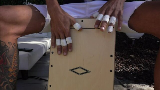 Spanish music playing flamenco drawer creating art in slow motion
