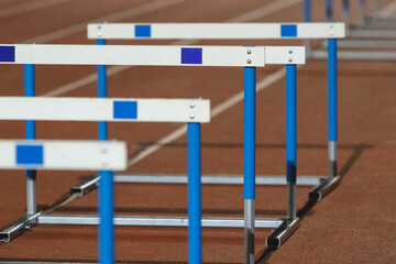 Rows of hurdles.