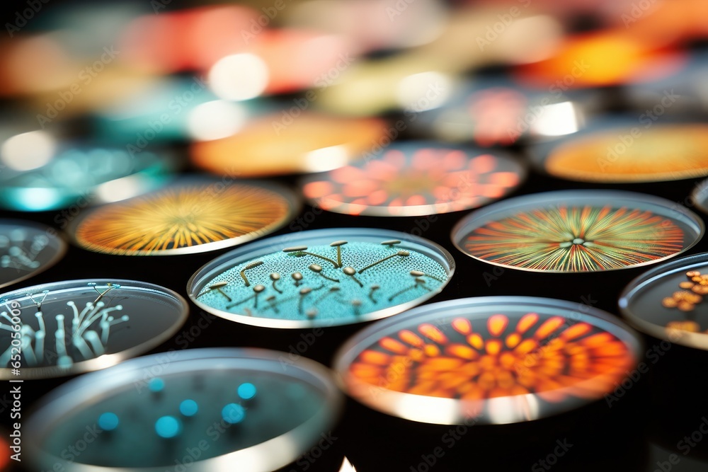 Poster a close up of a bunch of buttons on a table. generative ai.