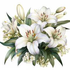 Fototapeta na wymiar watercolor Lily clipart, Generative Ai