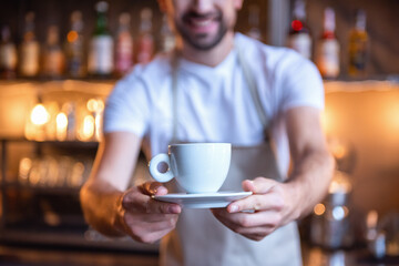 Handsome barista working