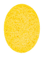 Oval yellow sponge for cleaning face or cleaning surface texture isolated on white background